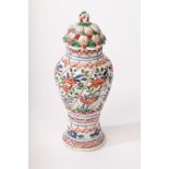 A Chinese famille vert vase, Jituiping, Kangxi, decorated with floral motifs in panels,