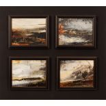 Malcolm Fryer (born 1937)/Abstract Landscapes/four pictures mounted as one/each oil 12cm x 15cm