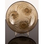 A French art glass bowl by Verlys, sunflower pattern,