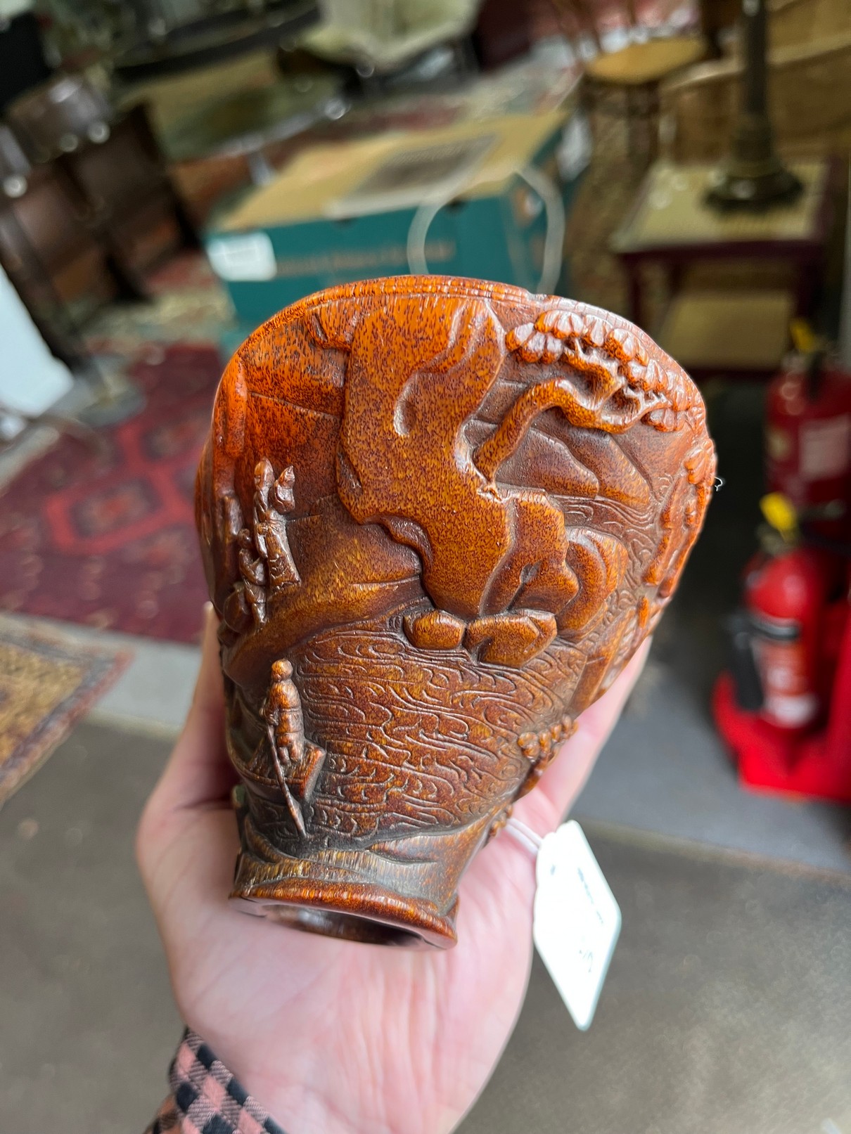 A Chinese Rhino horn carved libation cup, Qing, - Image 11 of 12