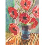 Brother Gilbert Taylor (1916-2004)/Poppies in a Vase/signed/watercolour, 48.5cm x 36.