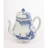 A Chinese blue and white pear-shaped white porcelain teapot, 18th Century,