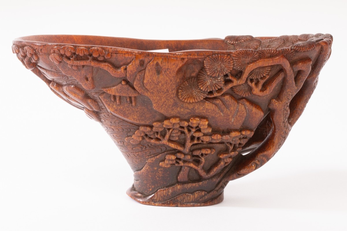 A Chinese Rhino horn carved libation cup, Qing, - Image 6 of 12