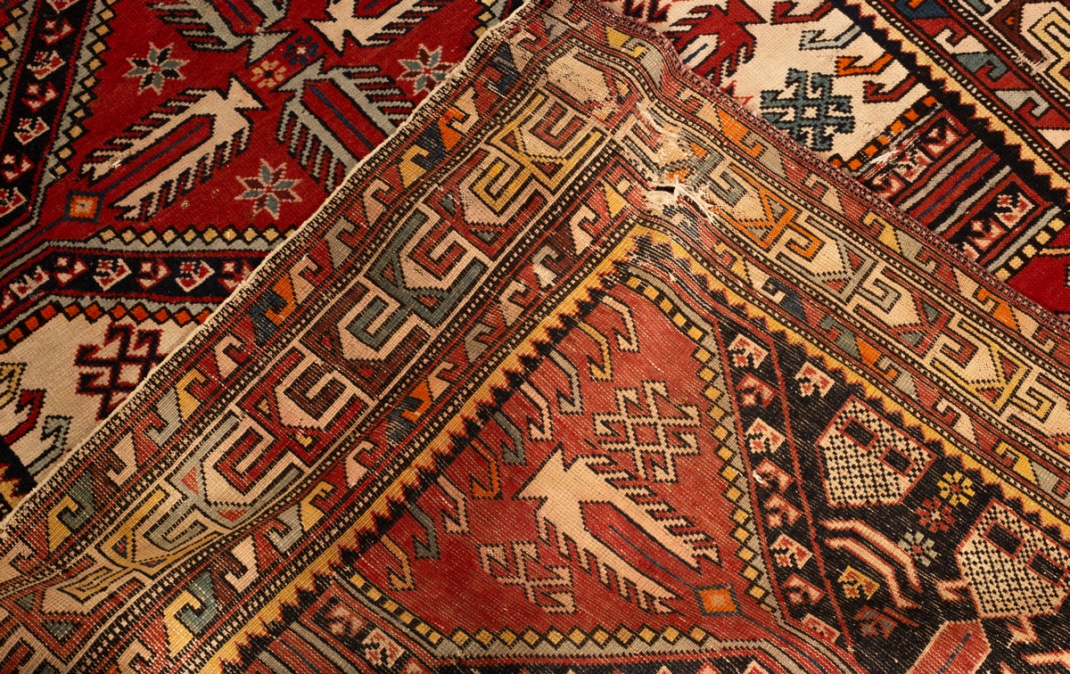 A Shirvan rug, South Caucasus, circa 1930, with red and ivory cruciform medallions, - Image 3 of 3