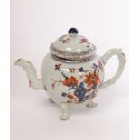 A Chinese Imari tripod globular teapot and cover, Qing dynasty, 18th Century,