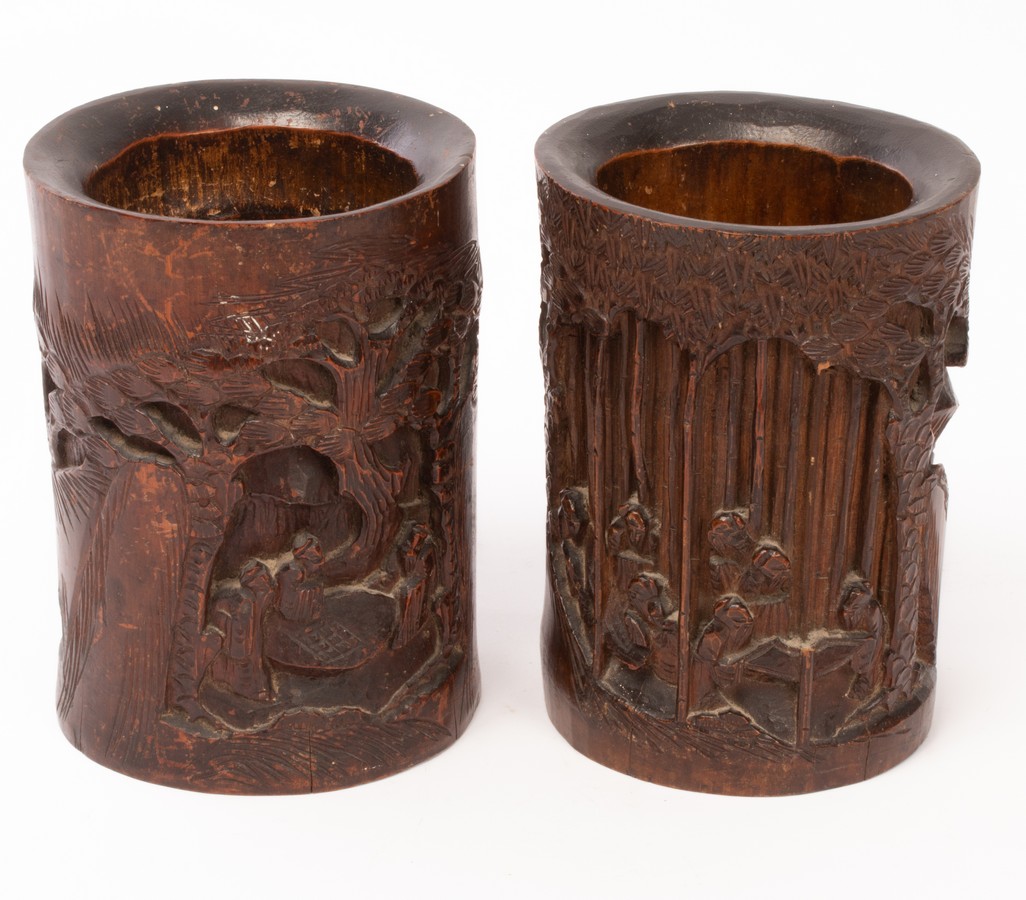 Two Chinese bamboo brush pots, late 19th/early 20th century,