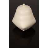 Sun Kim (Contemporary), a lidded porcelain jar with white glaze, of ribbed form,