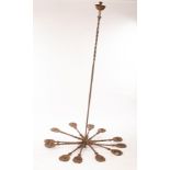 Alan Evans (1952-2023), a forged steel twelve-branch chandelier, with fixings,