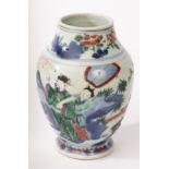 A Chinese famille vert porcelain vase, Lianziguan, Shunzhi (1644 - 1661),