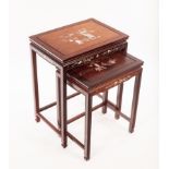 A nest of two Chinese mahogany tables, 20th Century,