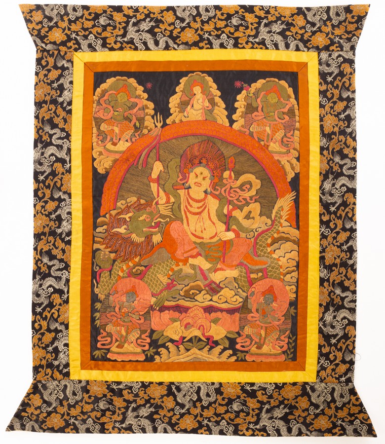 Four Tibetan Buddhisam Tangka, 19th/20th Century, the larger two 70cm x 52cm, the smaller two 52. - Image 4 of 8