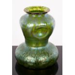 Loetz (Austrian) a green Papillon glass vase, circa 1900,
