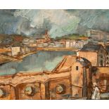 Anne Rice (1877-1959)/Continental Townscape/oil on board, 49.5cm x 59.