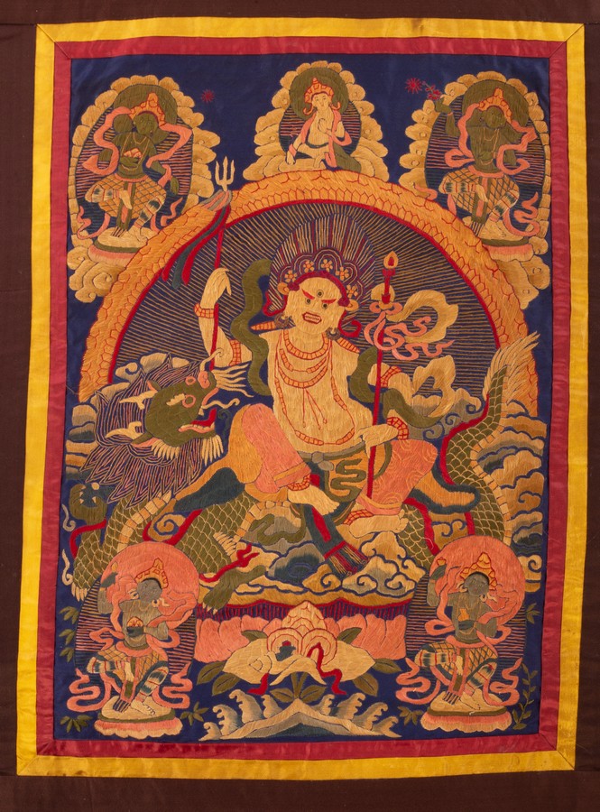 Four Tibetan Buddhisam Tangka, 19th/20th Century, the larger two 70cm x 52cm, the smaller two 52. - Image 3 of 8