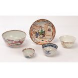 Four Chinese porcelain items, 18th Century, to include a bowl, a saucer and two teacups,