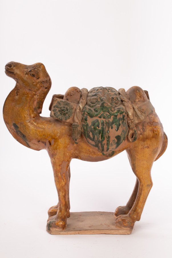 Two Chinese Tangsancai terracotta animals, one horse, 28cm high and one camel, 31cm high, - Image 9 of 12