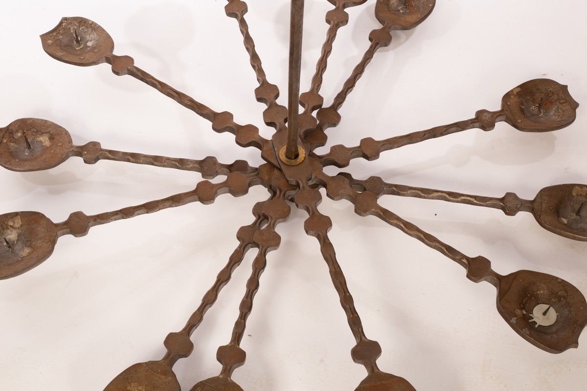 Alan Evans (1952-2023), a forged steel twelve-branch chandelier, with fixings, - Image 3 of 4