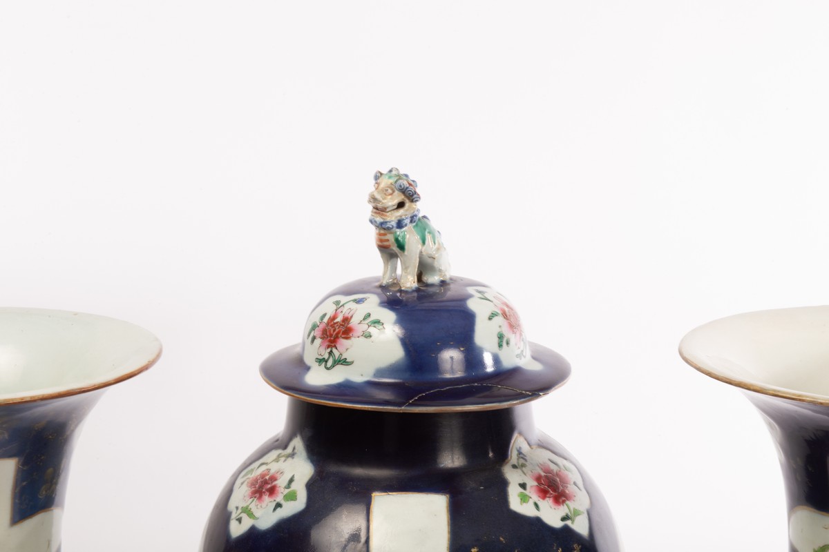 A garniture of three famille rose vases, Qianlong (1735-1796), - Image 2 of 22