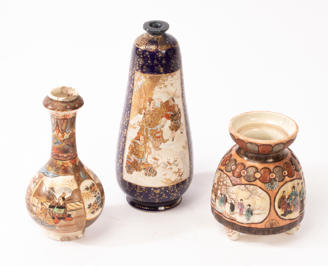 A Japanese Satsuma pottery vases, 19th Century,
