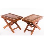 A pair of 20th Century Indian hardwood carved stands,