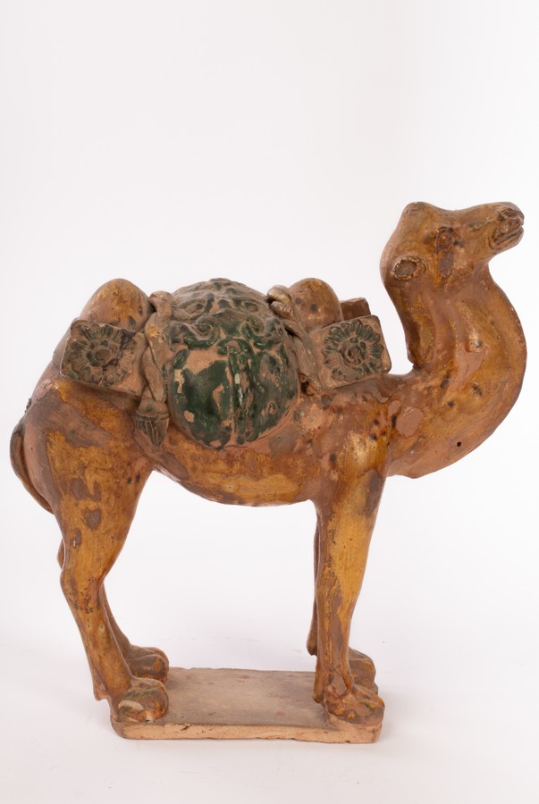 Two Chinese Tangsancai terracotta animals, one horse, 28cm high and one camel, 31cm high, - Image 10 of 12