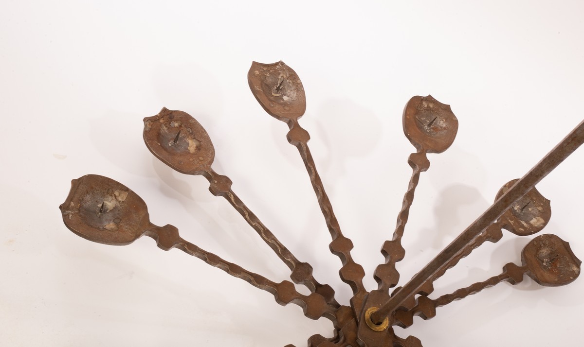 Alan Evans (1952-2023), a forged steel twelve-branch chandelier, with fixings, - Image 4 of 4