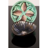 Barbara Lock, a studio pottery oval stoneware bowl of organic form,