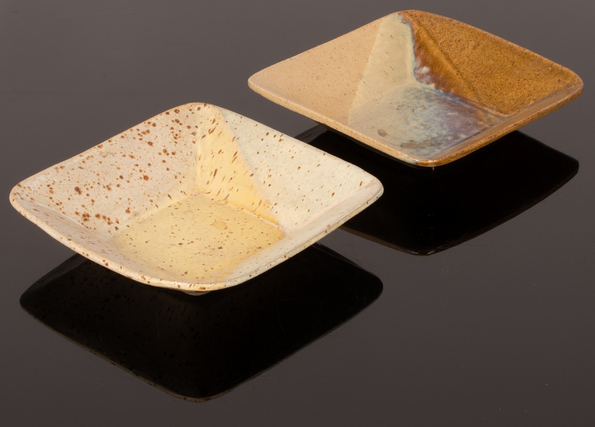 Geoffrey Eastop (British 1921-2014), two stoneware plates, square with flared sides, - Image 2 of 10