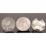 Three Victorian Aesthetic movement silver brooches, two decorated butterflies,