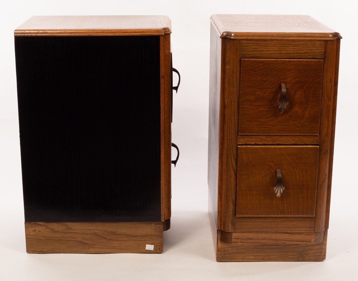 A pair of 20th Century bedside tables of oak and pine, - Image 2 of 2