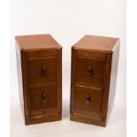 A pair of 20th Century bedside tables of oak and pine,
