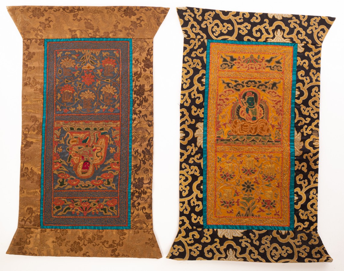 Four Tibetan Buddhisam Tangka, 19th/20th Century, the larger two 70cm x 52cm, the smaller two 52. - Image 6 of 8