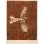 Elaine Williams/Red Kite II/signed and numbered 1 of 1/dry point monoprint, 29.
