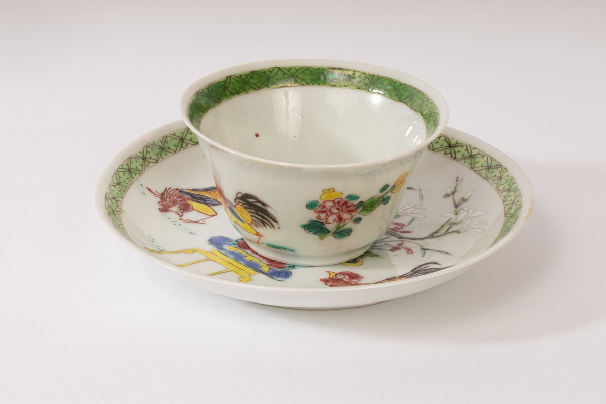 A Chinese famille rose teacup and saucer set, Yongzheng, - Image 2 of 8