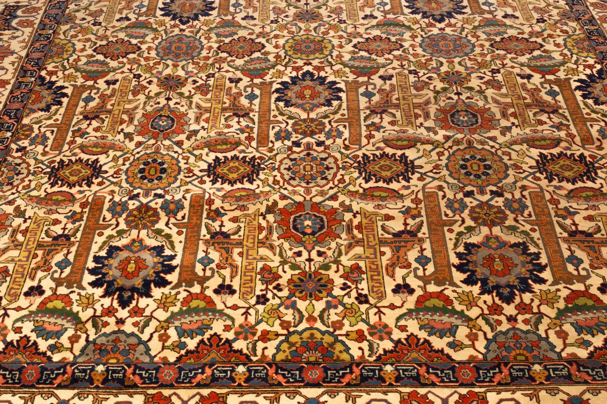 A fine Tabriz carpet, North West Persia, circa 1940, the ivory field of leafy vines, flowerheads, - Image 2 of 6