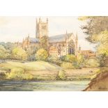 Reginald Harry Austin (1890-1955), Worcester Cathedral from the Northwest, watercolour, signed R.H.