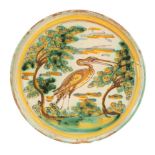 A Spanish Maiolica tazza, Talavera or Puente del Arzobispo, circa 1700, painted in brown,