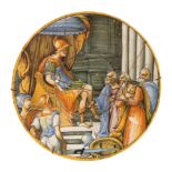 An Italian maiolica istoriato plate, circa 1560, Urbino or Pesaro,