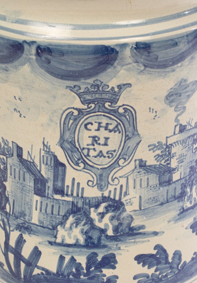 A massive Abruzzi Maiolica albarello, Abruzzi, dated 1725, - Image 5 of 5