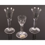 Two 18th Century wine glasses,