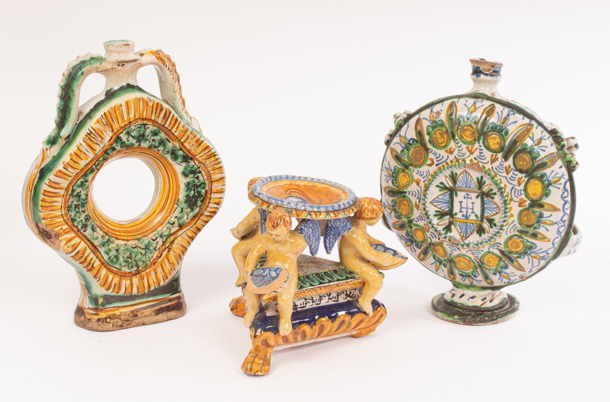 Two Italian Maiolica pilgrim flasks, 17th-18th Century,