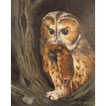 Stuart Lafford (1953-2016)/Midnight Feast/an owl with a mouse/signed and dated 1975/oil, 30.