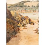 John William Wadsworth (1879-1955): three watercolours of the coast in Cornwall and Honfleur,