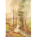 Raymond Rushton (1886-1956): A Woodland Stream/signed R Rushton/6cm x 18cm, Albert Gyngell (c.