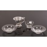Two blown glass comports, 12cm diameter, a footed bowl,
