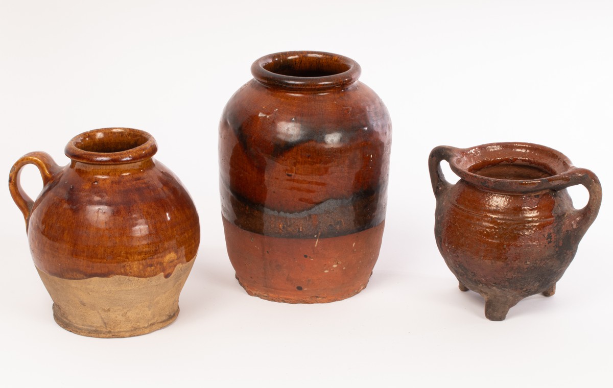 A lead-glazed cooking pot or pipkin, probably English, 16th-17th Century,