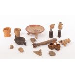 Various Pre-Columbian pottery items, comprising a Mexican figural fragment, Veracruz culture,