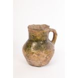 An English medieval jug, 14th-15th Century, of so-called Border ware,