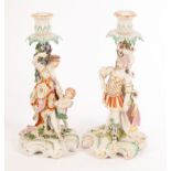 A pair of Derby figural candlesticks, circa 1770, modelled as Mars and Venus,