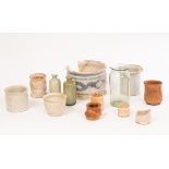 A collection of apothecary bottles and ointment pots, late 17th or 18th Century,